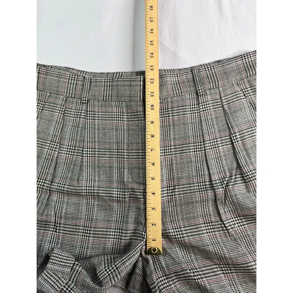 FRAME Relaxed Shorts Size 16 NWT $295 Plaid Wool Blend Pleated High Rise